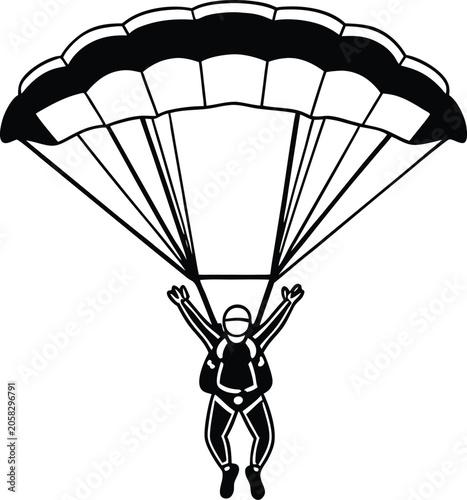 Skydiver Unique Stunt Silhouette Vector