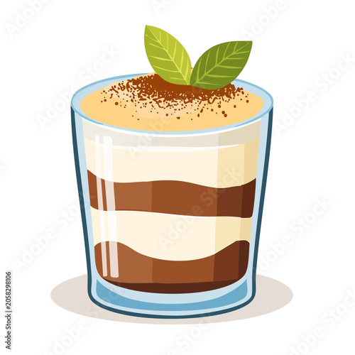Coffee cup with beans and mint leaf top view