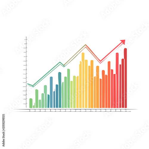 Flat design bar chart with colored bars
