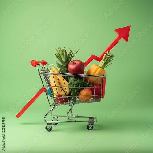 Mini Grocery Cart Fresh Fruits Rising Arrow Concept