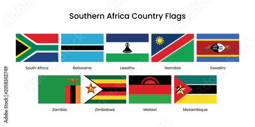 Obraz na płótnie Southern African flags collection vector elements