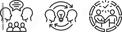 Tableau sur toile Three Discussion People Communication Icon Set