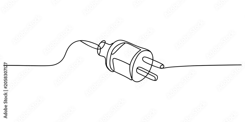 Obraz premium Simple line art illustration of an electrical power plug adapter