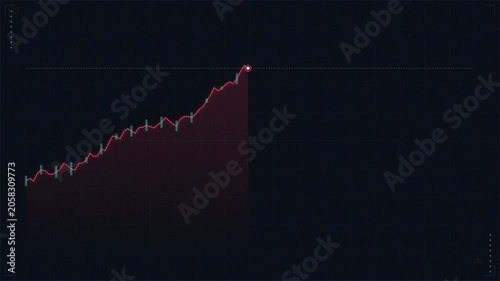 Futuristic digital stock market graph fluctuating on dark background, financial data technology overlay 4k video