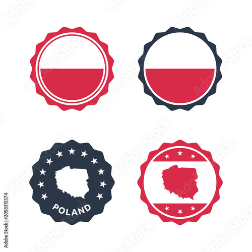 Poland stamp set, made in Poland product labels