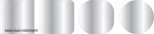 Set of four metallic silver shapes with different corner radii, including square, rounded square, squircle, and circle