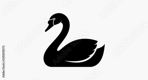 Valokuva Elegant black swan silhouette icon.