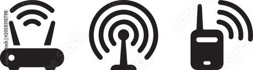 Fotografie Three Wireless Hotspot Router Connection Icons.