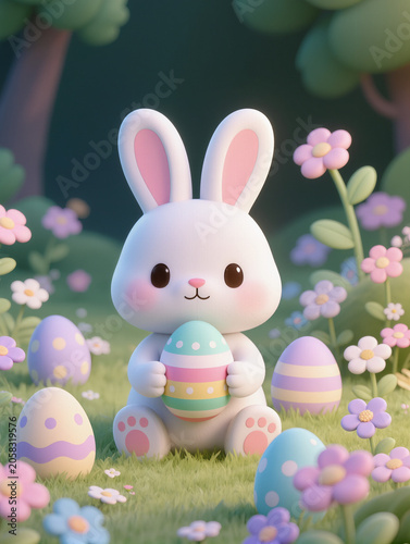 easter bunny with easter eggs