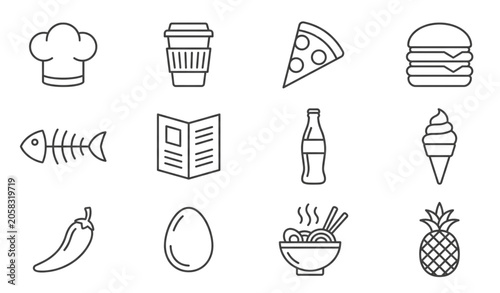 Photography Map pin line and solid icon set with minimalist navigation location pointer GPS