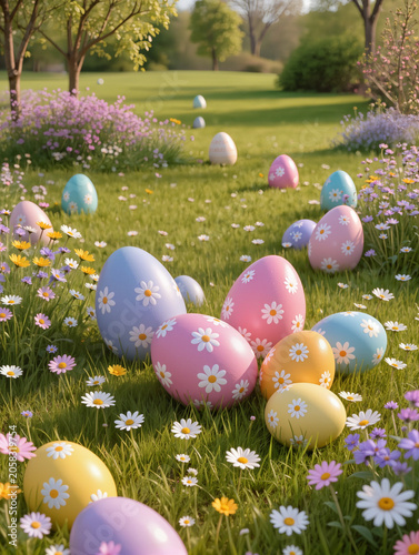 easter eggs in the grass