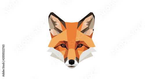 Geometric low poly red fox head illustration.