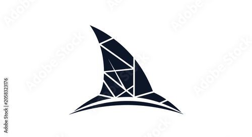 Foto Geometric shark fin or wave logo icon.