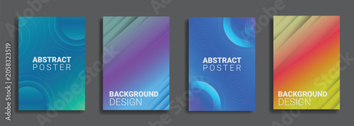 Set of modern abstract gradient backgrounds for posters, covers, and flyers, Colorful geometric gradient background templates with circles and lines.
