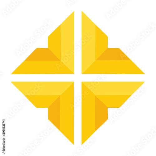 Yellow and orange geometric shape vector
