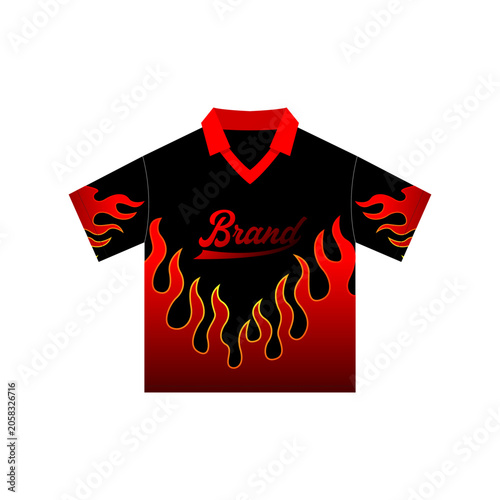 gradient Red Fire Flames Element baseball tshirt template