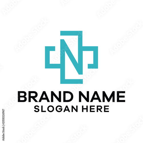Letter N Health Care Hospital Logo Icon Vector Design Illustration.