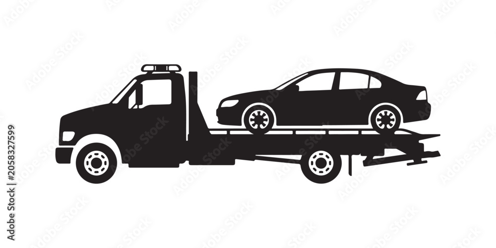 Naklejka premium Tow truck carrying a car