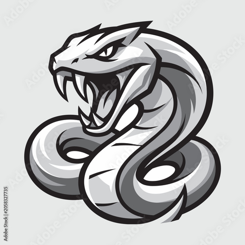 Cobra Snake Coiled Ready to Strike Dark Vintage Vector Illustration