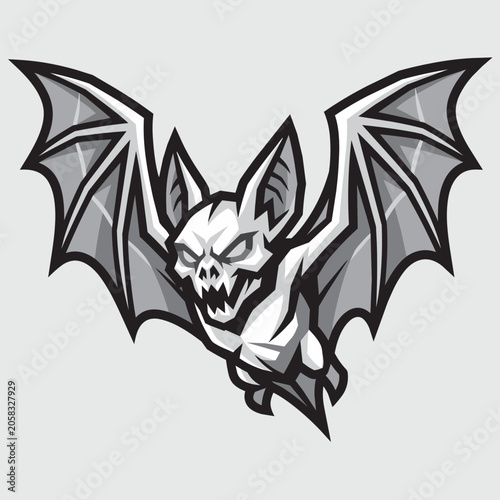 Bat Monster Flying Spread Wings Dark Fantasy Vector Illustration