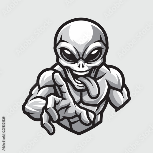 Cute Alien Extraterrestrial Small Body Thumbs Up Cartoon Vector Illustration