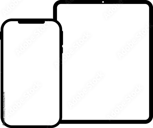 Smartphone and tablet device mockups for app design presentation  blank screen displays