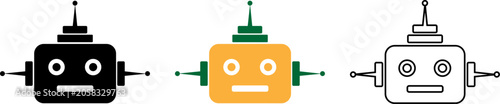 Three colorful robots with different designs and facial expressions side by side