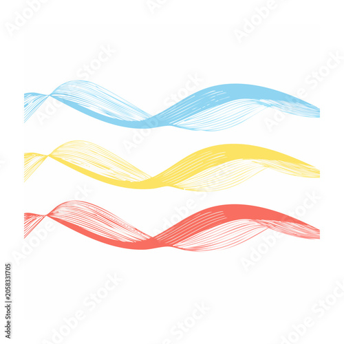 Stacked ribbons in blue yellow and red