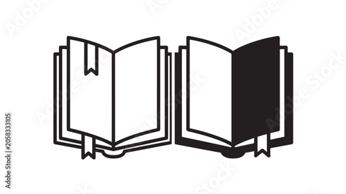 Cuadro en lienzo Open Books Icon with Two Overlapping Hardcover Book Pages for Education, Reading