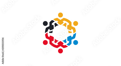 Tableau sur toile Diverse community circle of connected people icons.