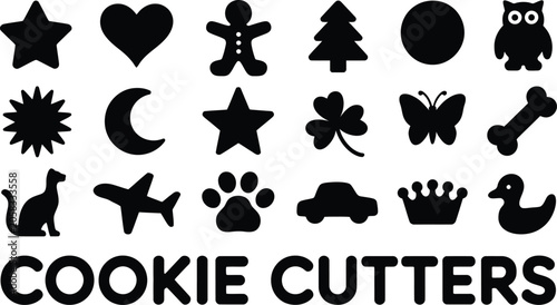 Foto Cookie cutter icons. Collection of shapes for baking and crafts.