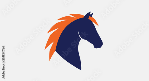 Foto Dark blue horse mascot logo.