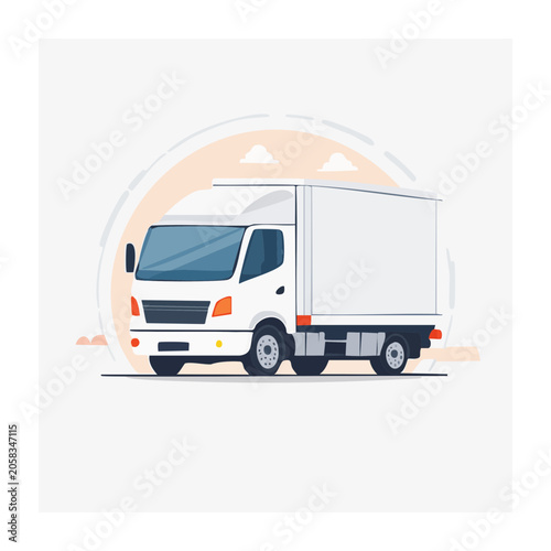 Minimalist 3D delivery van with package
