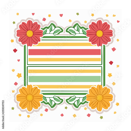 Rainbow ribbon with flowers and butterflies vector