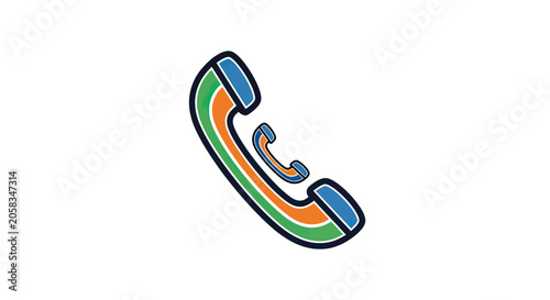 Tableau sur toile Colorful retro telephone handset diagonal icon design.