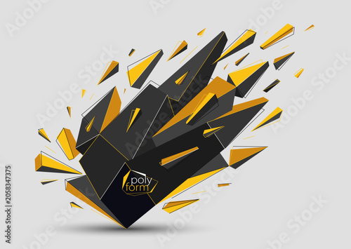 3D vector abstract tech low...