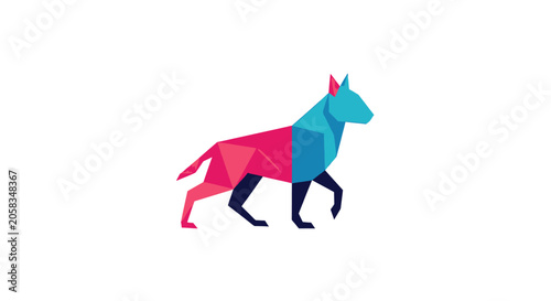 Colorful low poly geometric bull terrier dog illustration.