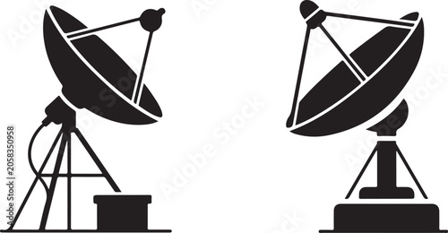 Bild auf Leinwand Two satellite dishes on stands illustration