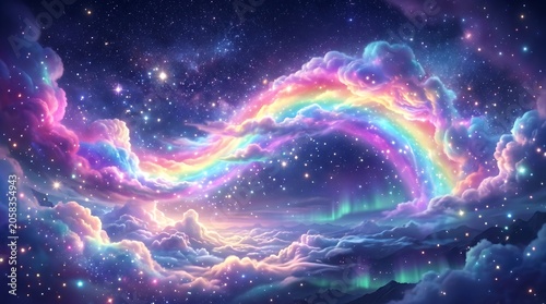 Vibrant cosmic nebula with swirling interstellar gases and stars.