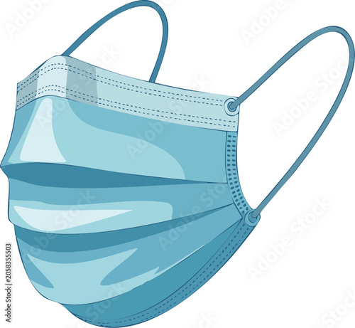 Blue medical mask with elastic ear loops