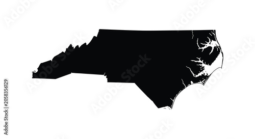 Schilderij op canvas North Carolina state map silhouette high quality professional