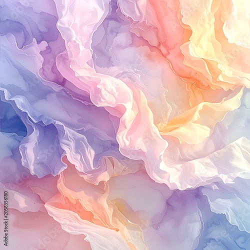 A swirly abstract artwork with pastel colors