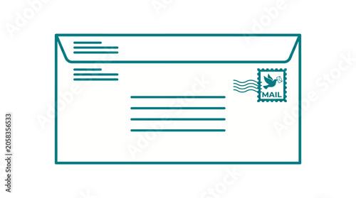 Fotografie Envelope with Mail Stamp Closeup.