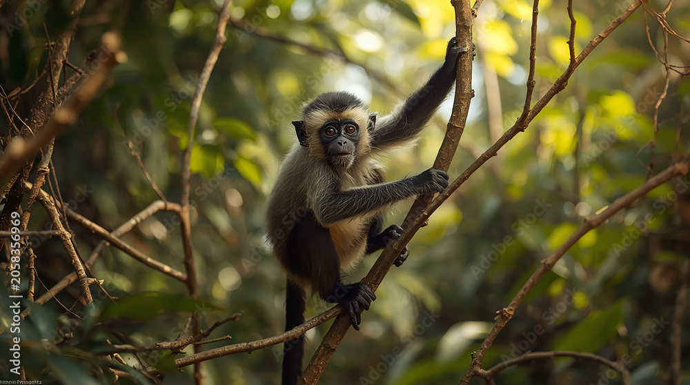 Naklejka premium Forest Exploration Behavior of Tropical Primate