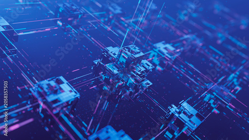 Big data technology data science analysis artificial intelligence generative ai deep learning machine learning algorithm neural flow network analytics innovation abstract futuristic. 3d rendering.