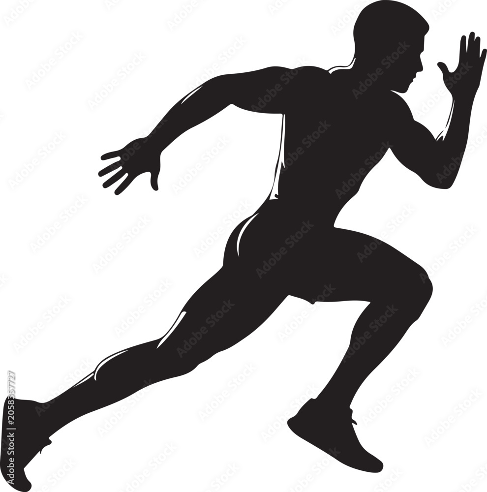 Obraz premium Athlete silhouette running mid stride isolated transparent background