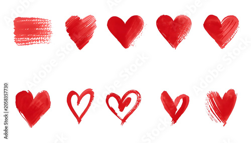 Red Hearts on White Background