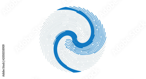 Bild auf Leinwand Abstract blue swirl spiral graphic composed of fine lines.