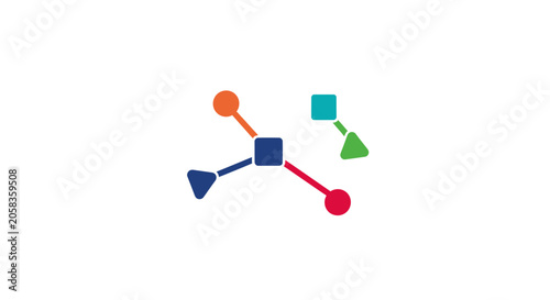 Abstract colorful network nodes and connecting lines.