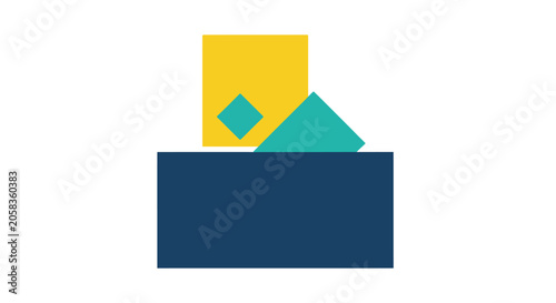 Abstract geometric shapes with rectangle and triangle.